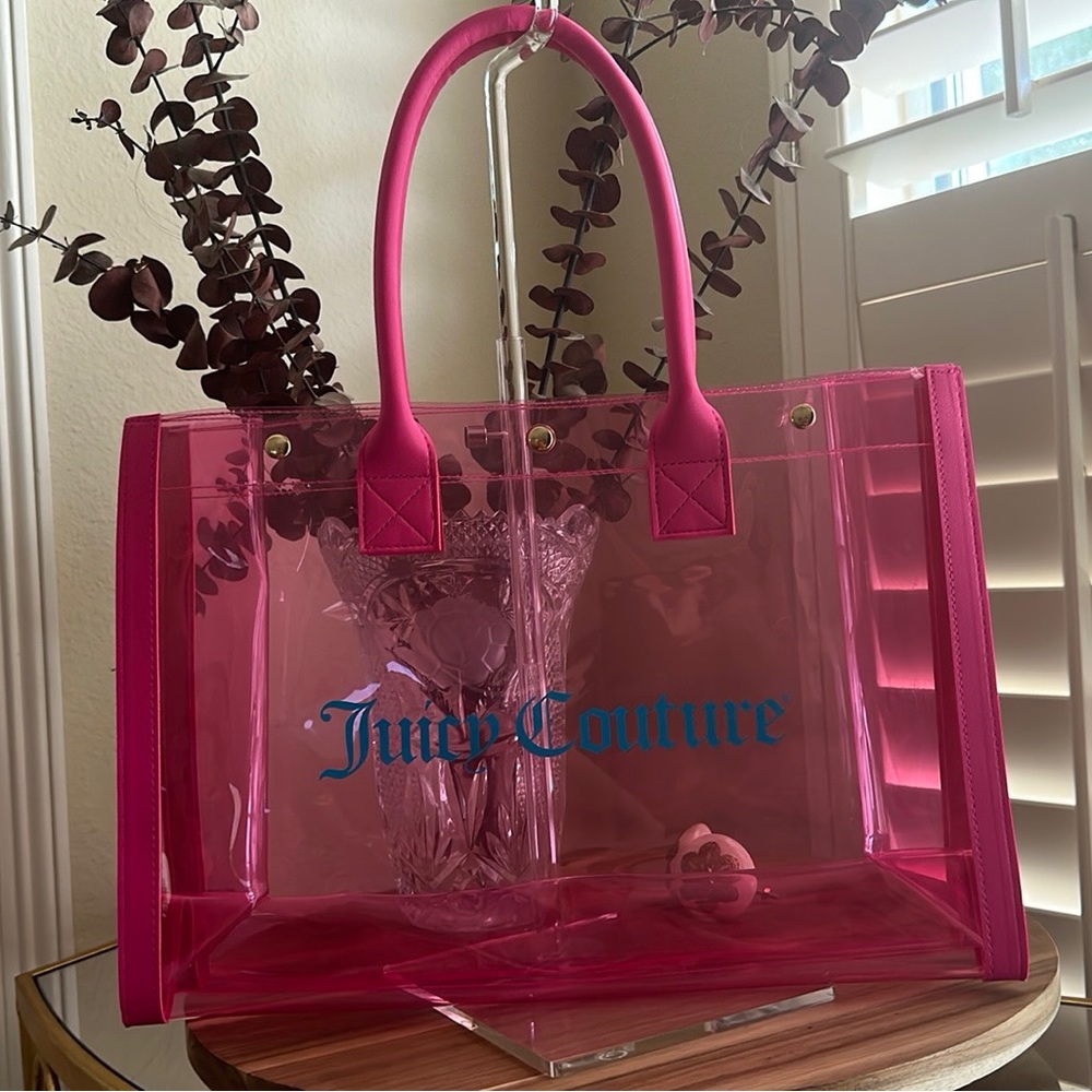 Authentic Juicy Couture Clear Pink Tote Bag, beach bag, gym bag